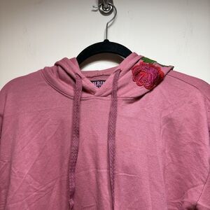 Embroidered Rose Hoodie Dusty Pink Thrill 94 Pullover Cottagecore Grannycore